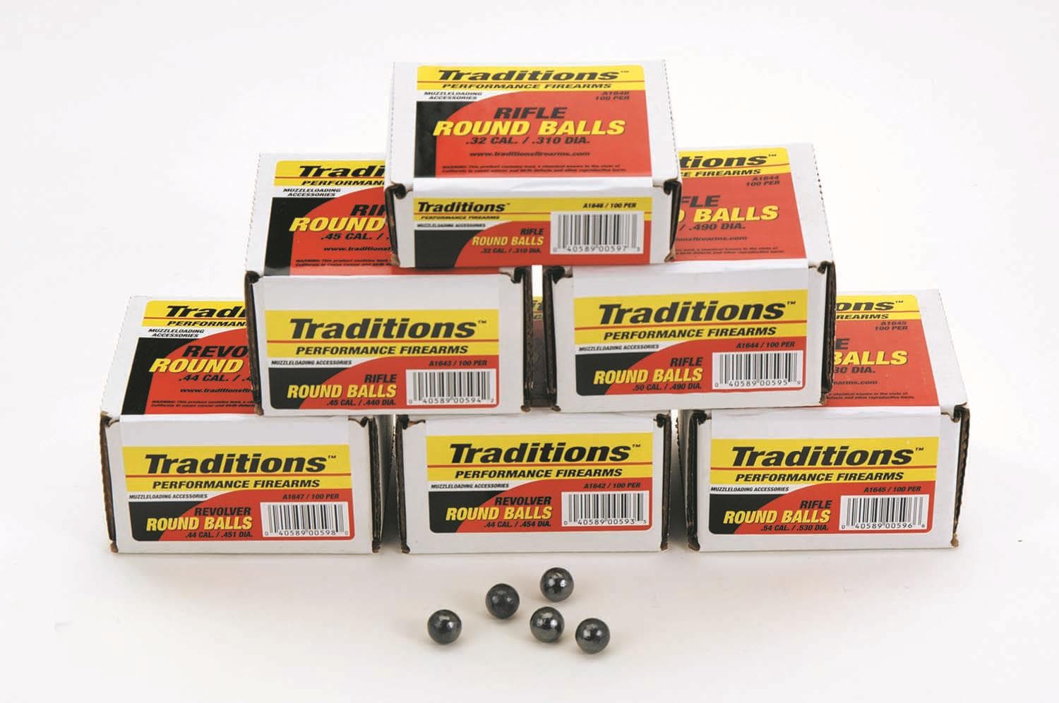 Traditions Muzzleloader Revolver Round Ball - Bulk Pack .44 cal .454" 140 gr 100/ct