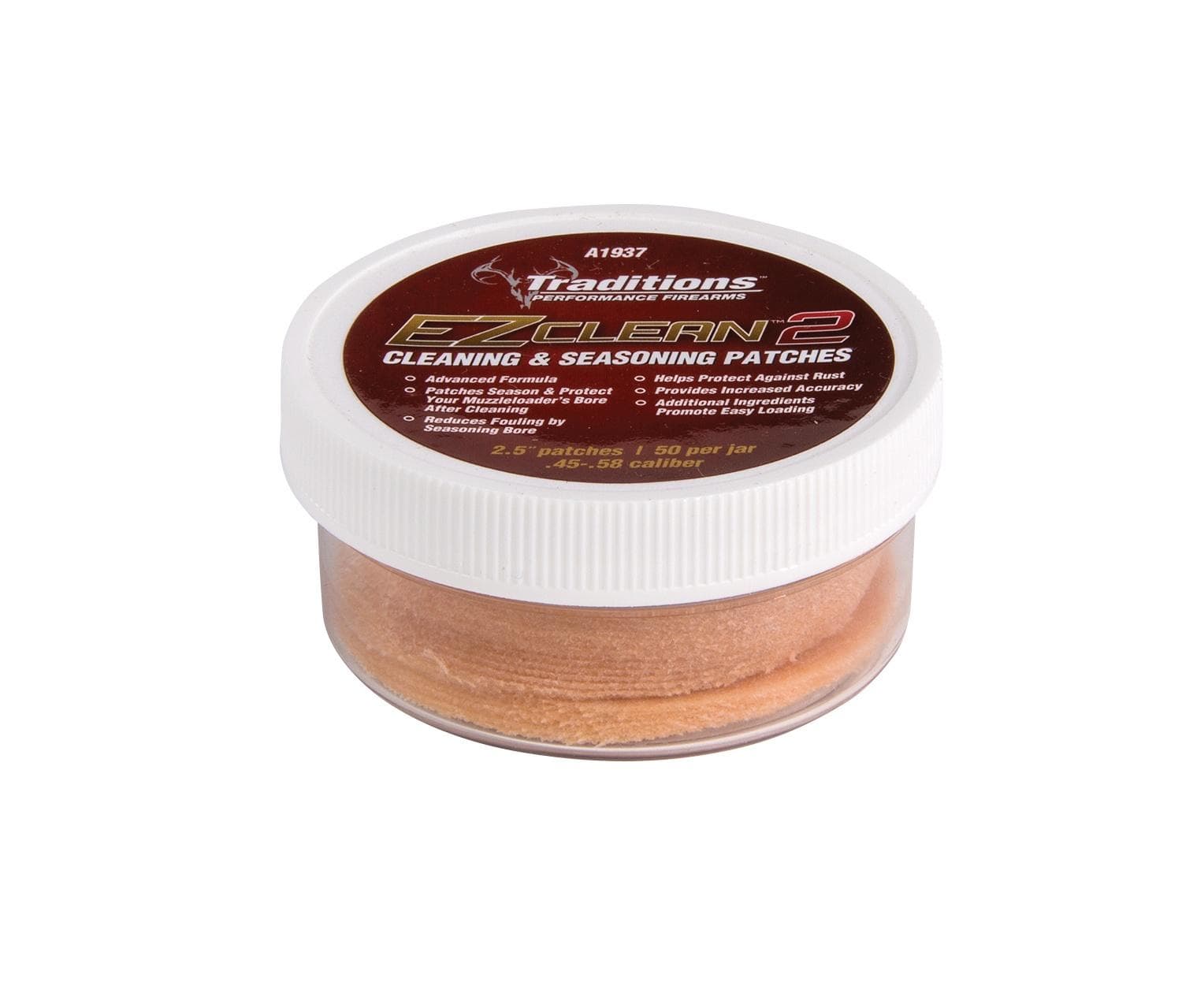 Traditions EZ Clean 2 Cleaning & Seasoning Patches .45-.58 cal 50/Jar 2.5" Dia