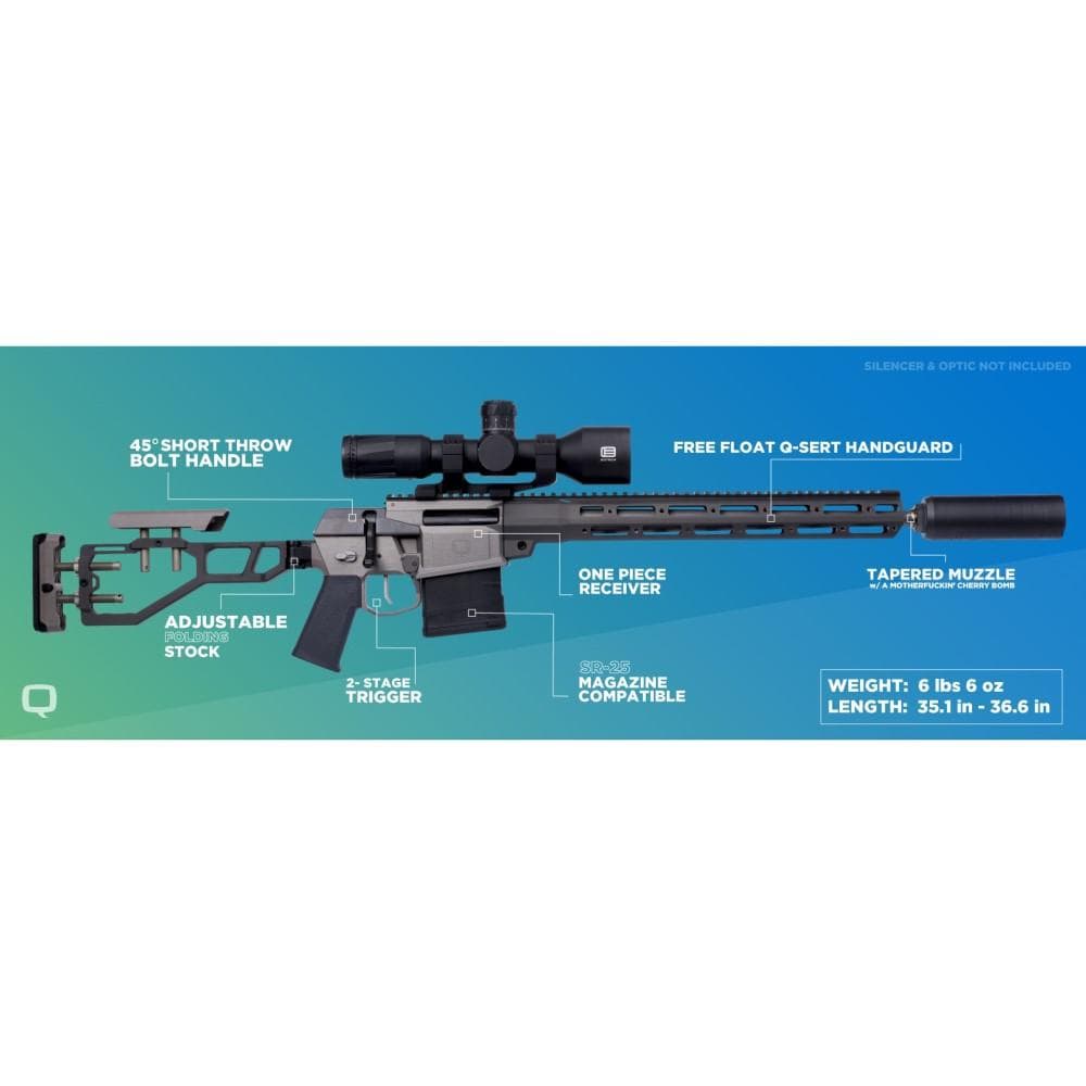 Q The Fix Rifle 308 Win 10rd Magazine 16" Barrel Grey with Blue