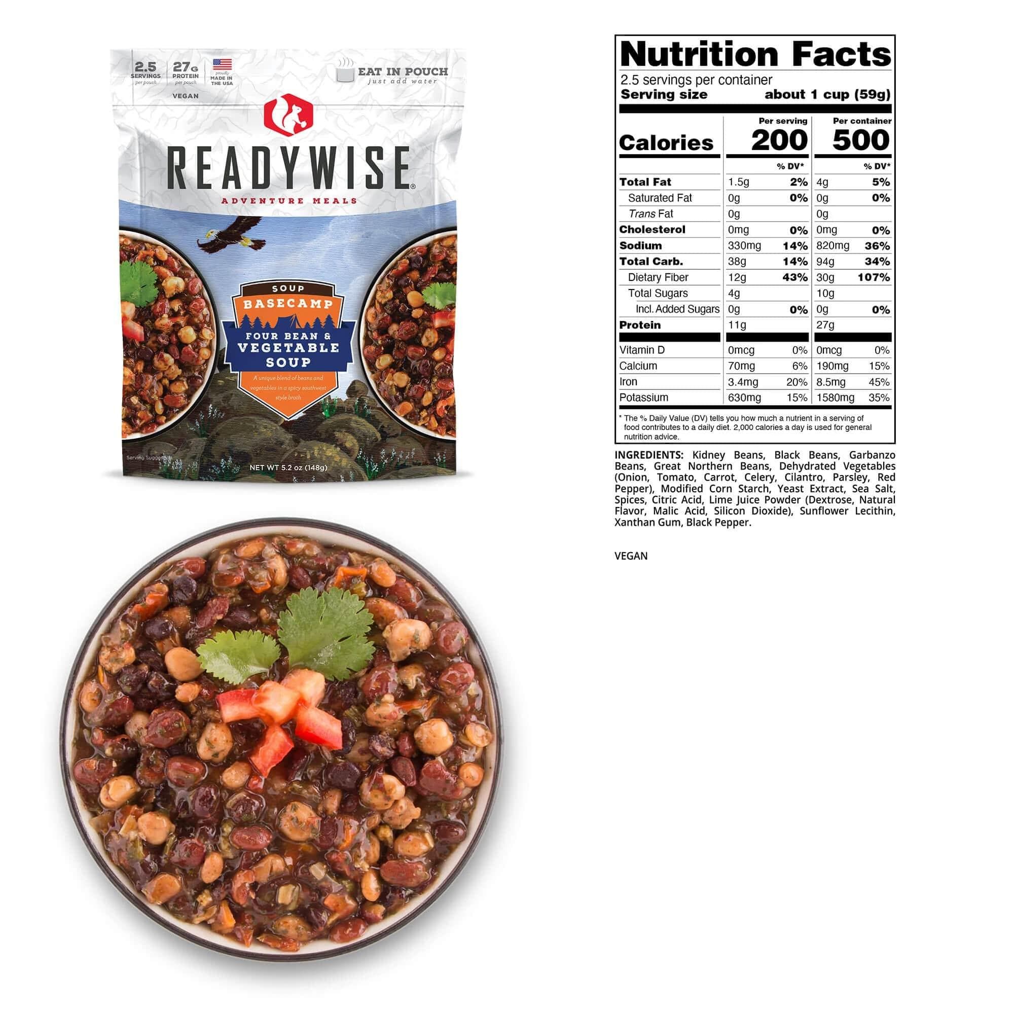 Readywise Basecamp Four Bean & Vegetable Soup- 5.2oz