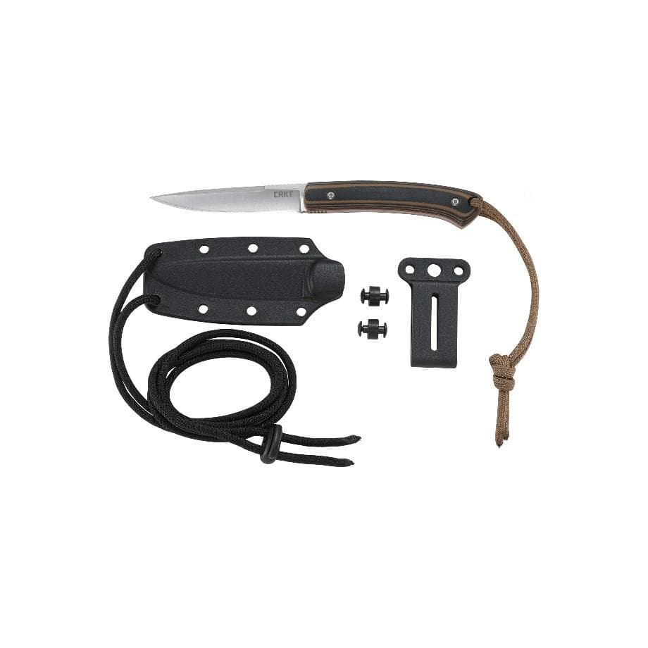 CRKT Biwa Fixed Drop Point Knife 3" Blade Brown Black