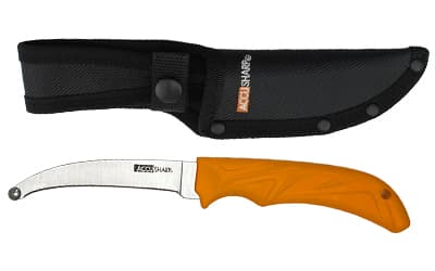 AccuSharp AccuZip Skinning Knife, Fixed Blade Knife, Orange Rubber Grip, Plain Edge, Blunt Point, 4" Stainless Steel Blade