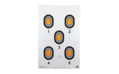 Action Target Bulls-Eye, Five Bullseye Target w/Orange Center, 100 Per Box
