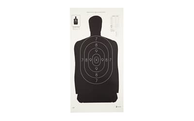 Action Target B-29 Qualification Target, 50 Foot Reduction Of B-27 Police Silhouette, Black, 11.5"x22", 100 Per Box