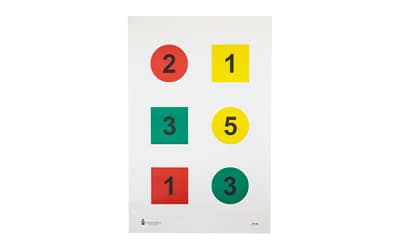 Action Target DT-4A, Discretionary Command Training Target, Black/Blue/Red/Yellow, 23"x35", 100 Per Box