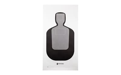 Action Target TQ-19, Standard Qualification Target, 25-Yard Silhouette In Black And Gray, 24"x45", 100 Per Box