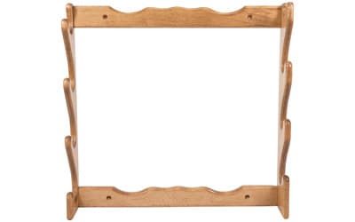 Allen Company Four Gun Wooden Wall Rack, Solid Wood Construction, 24.5"X24.5"x4.25", Natural Finish