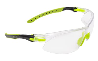 Allen Company ULTRX Keen Safety Glasses, Compact, Anti-fog/Anti-scratch, Black/Lime Green Frame, Clear Lens