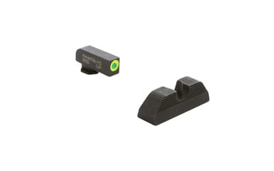 AmeriGlo Protector, Night Sight, Fits Glock Gen 5 9/40, Green Front with LumiGreen Outline, Black Serrated U Notch Rear, Matte Finish, Black