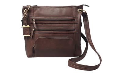 Bulldog Cases Cross Body Purse Holster, Fits Most Small Autos, Brown Color, Leather