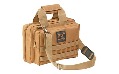 Bulldog Cases Deluxe 2 Pistol Range Bag w/ Strap & MOLLE, Tan