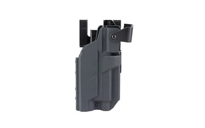 BlackPoint Tactical Slick Duty Light Holster with Hood, Outside Waistband Duty Holster, Fits GLOCK 17 with Light, Right Hand, Kydex Construction