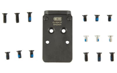 C&H Precision V2, Optic Mounting Plate, Fits Glock MOS, Trijicon RMR/SRO/RCR, Holosun 407C/507C/507Comp/508T & C&H EDC-XL/Comp, Matte Finish, Black