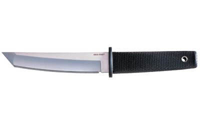 Cold Steel Kobun, 5.5" Fixed Blade Knife, Tanto Point, Plain Edge, AUS 8A/Polished, Black Kraton, Includes Secure-Ex Sheath