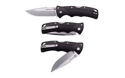 Cold Steel Verdict, Folding Knife, 3" Clip Point Blade, 7.10" Overall Length, 4116SS Stainless Blade Steel, Plain Edge, Stonewash Finish, Silver