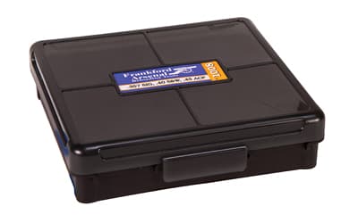 Frankford Arsenal Hinge-Top Ammo Box, 1008, 100 Rounds, Fits 10MM, 40S&W and 45ACP, Smoke Gray, Plastic