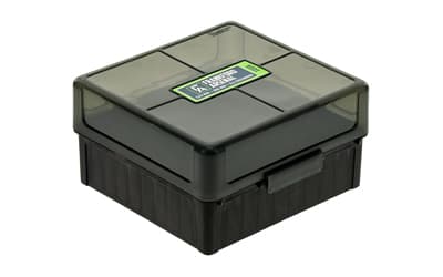 Frankford Arsenal Hinge-Top Ammo Box, 1009, 100 Rounds, Fits 22-250 Remington, 243 Winchester, 308 Winchester and 7mm-08, Smoke Gray, Plastic