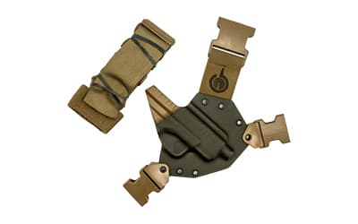 GunfightersINC Kenai Chest Holster, Kydex Shell, Nylon Harness, Fits Springfield Hellcat, Gray Shell, Coyote Brown Harness, Right Hand