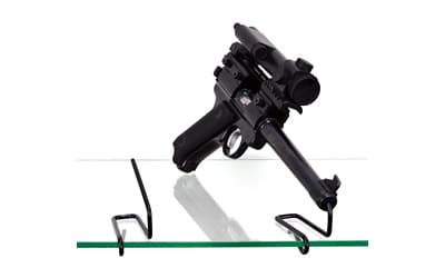 Gun Storage Solutions Handgun Front Kikstands, Vinyl Coated, Fits Guns As Small As .22 Caliber, 1 Per Stand, Attaches To Back of Shelf, Black