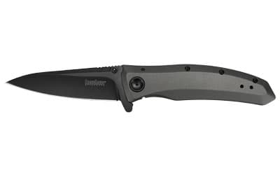 Kershaw GRID, Folding Knife, 4Cr14, black-oxide, Plain, Drop Point, SpeedSafe, Flipper, Frame Lock, Reversible Carry, 3.7", Steel