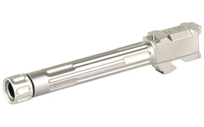 LanTac USA LLC 9INE Barrel, Fluted, Threaded 1/2-28, Fits Glock 17, Stainless Steel Finish, Silver, Includes Matching Thread Protector