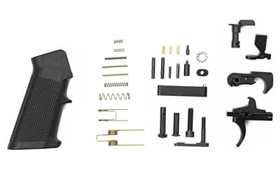 LBE Unlimited Lower Parts Kit Part Kit, 223 Remington/5.56 NATO, Black Finish, With Pistol Grip and Trigger Guard