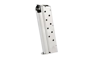 Mec-Gar USA Pistol Magazine, 9MM, 9 Rounds, Fits 1911 Pistols, Steel, Nickel Finish