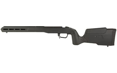 MDT Field Stock, Rifle Chassis, 6061 Aluminum Core, Overmolded Polymer Body, AICS Magazine Compatible, Black, Fits Tikka T3 Short Action