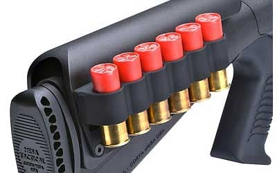 Mesa Tactical 6-Shell Side Saddle, 12 Gauge, Fits Urbino Riser, On-gun shotshell carriers, Black Finish