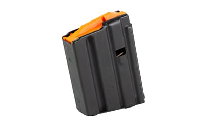 DURAMAG Magazine, 223 Remington/5.56 NATO, 10 Rounds, Fits AR Rifles, Stainless Steel, Orange Anti-Tilt AGF Follower, Black