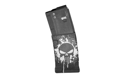 Mission First Tactical Magazine, 223 Remington/5.56 NATO, Fits AR-15, 30 Rounds, Punisher Skull Splatter White