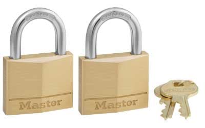 MasterLock 140 Lock, Brass, 2 Pack, Keyed Alike