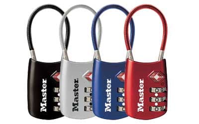 MasterLock One Flexible Combination Shackle Lock, Assorted Blue, Red, Silver or Black.