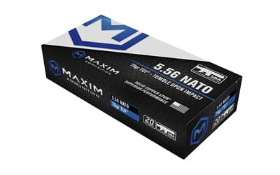 Maxim Defense Industries Tumble Upon Impact, 5.56 NATO, 70 Grain, Solid Copper Spun, 25 Round Box