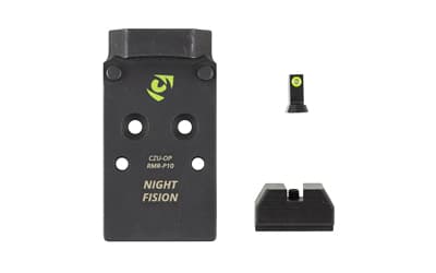 Night Fision Optic Plate + Backup Sight Combo, Yellow Front Night Sight with Black Rear, Trijicon RMR/Holosun 507C Optic Plate