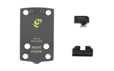 Night Fision Optic Plate + Backup Sight Combo, Black Sights, Holosun EPS Carry Optic Plate, Fits Glock 43X/48 MOS