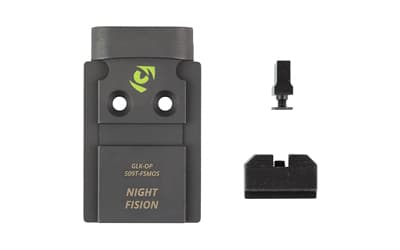 Night Fision Optic Plate + Backup Sight Combo, Black Sights, Holosun 509T Optic Plate, Fits Full Size Glock MOS