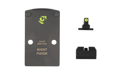 Night Fision Optic Plate + Backup Sight Combo, Yellow Front Night Sight with Black Rear, RMR/507C Optic Plate, Fits Sig P320 with Pro Cut