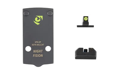 Night Fision Optic Plate + Backup Sight Combo, Yellow Front Night Sight with Black Rear, Holosun 507K Optic Plate, Fits Springfield Hellcat