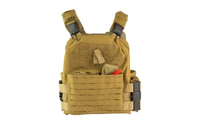NcSTAR Quick Release Laser Cut Plate Carrier, Tan, Size 2XL, Quick Release Metal Buckles at Shoulders and Sides