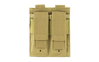 NcSTAR Double Pistol Magazine Pouch, Nylon, Tan, MOLLE Straps for Attachment, Fits Two Standard Capacity Double Stack Magazines