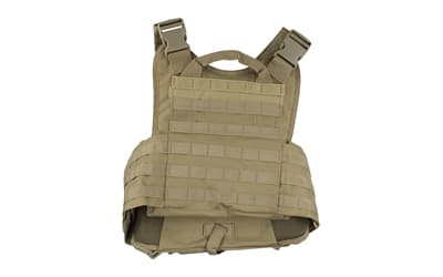 NcSTAR Plate Carrier Vest, Nylon, Tan, Size Medium-2XL, Fully Adjustable, PALS/ MOLLE Webbing, Compatible with 10" x 12" Hard Plates