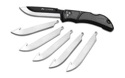 Outdoor Edge Razor EDC Lite, Folding Knife, Plain Edge, 3.5" Blades, 420J2 Stainless Steel, Gray and Black Handle, Includes (6) Drop Point Blades