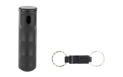 Sabre Pepper Gel with Quick Release Whistle Keychain, .54 Ounces, Black, Matte Finish