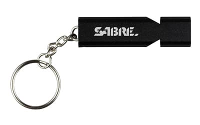 Sabre Emergency Safety Whistle, Keychain, Matte Finish, Black, Includes Lanyard, Carabiner Clip
