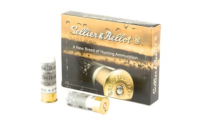 Sellier & Bellot Shotshell, 12 Gauge, 2.75", #4 Buck Shotshell, 21 Pellets, 10 Round Box