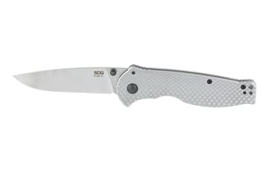 SOG Knives & Tools Flash II FL, Folding Knife, 3.4" Drop Point Blade, 8Cr13MoV Blade Steel, Straight Edge, Satin Finish, Silver