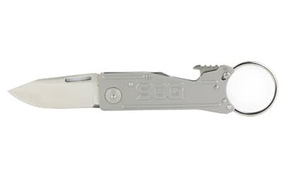 SOG Knives & Tools KeyTron, Folding Knife, 1.8" Straight Edge Clip Point, Black Kraton Handle, 5Cr15MoV Steel, Satin Finish, Gray
