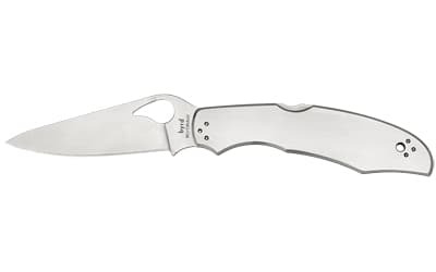 Spyderco Byrd, Cara Cara 2, 3.75" Folding Knife, Clip Point, Plain Edge, 8Cr13MoV/Satin, Stainless, Oval Thumb Hole/Pocket Clip