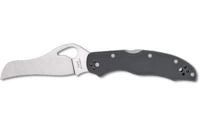 Spyderco Gooney, Folding Knife, 3.46" Hawkbill/Reverse S Blade, 9Cr14MoV Blade Steel, 7.70" Overall Length, Back Lock, Satin Finish, Silver Blade